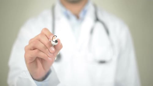 Gynecologist, Doctor Writing on Transparent Screen