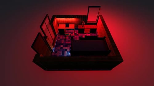 Cyberpunk Isometric Room with Dynamic Neon Lighting