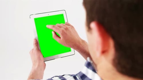 Man using digital tablet