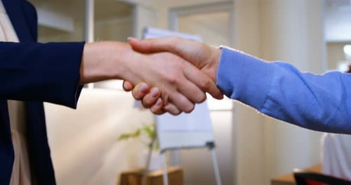 Close-up of female business executives shaking hands