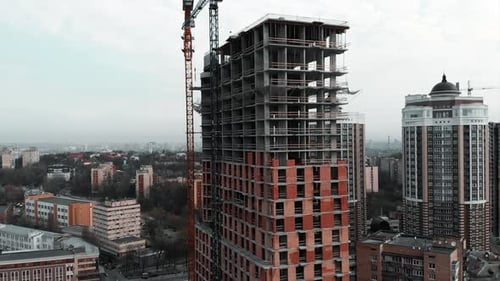 Construction Crane at Construction Site