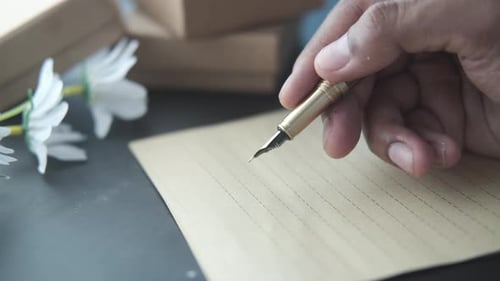 Writing with a Fountain Pen on Paper