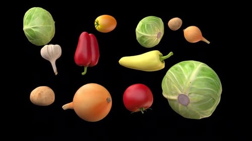 Seamlessly Rotating Assorted Fresh Vegetables