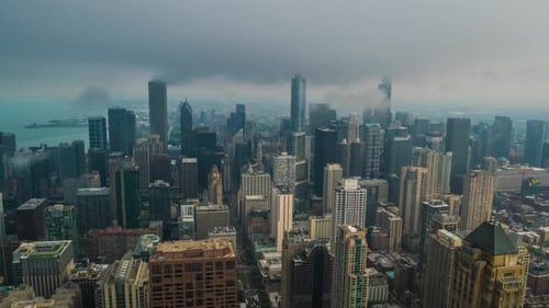 Foggy Chicago Downtown