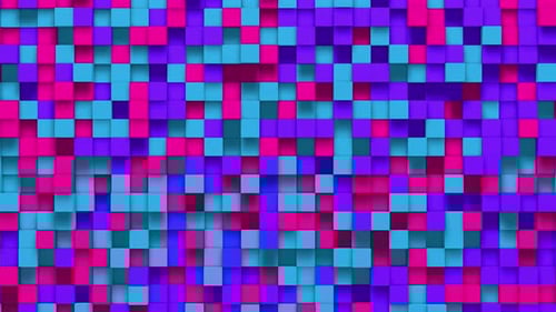 Multicolored pink and blue small box cube random geometric background