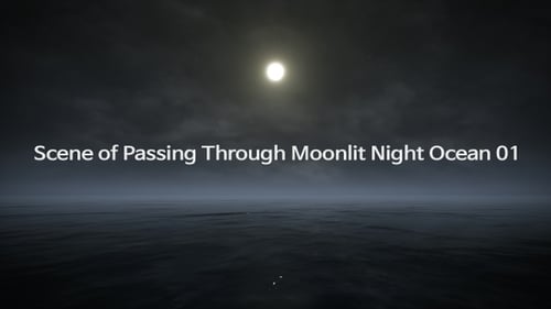 Escena de Pasando por un océano nocturno iluminado por la luna 4K 01