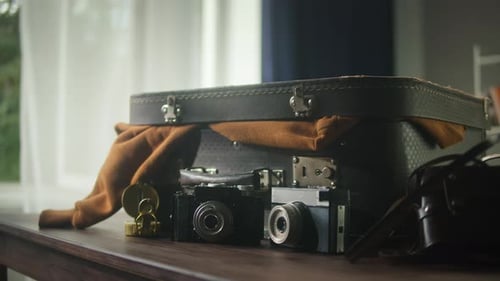 Vintage Cameras, Suitcase and Travel Theme