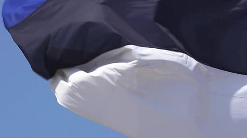 Flag Waving in the Wind on Sunny Day