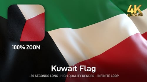 Realistic Kuwait Flag Waving Loop Animation