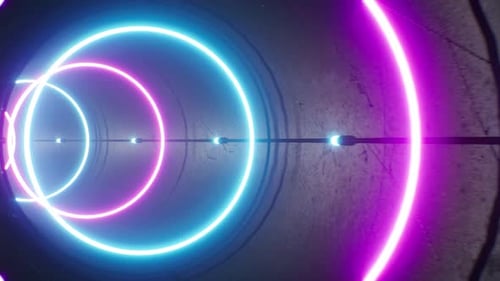 4K Neon Circle Concrete Tunnel 02