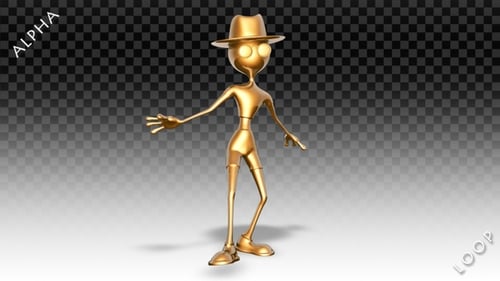 3D Gold Man - Dance Pop de dessin animé