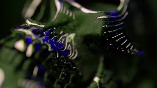 Dynamic Close-up of Dark Metallic Futuristic Head Model