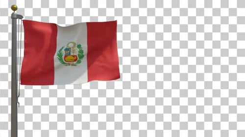 Realistic Waving Peru Flag with Alpha Channel