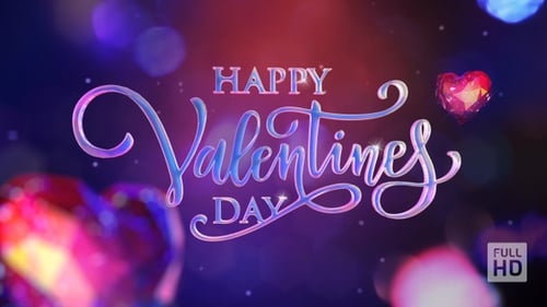 Sparkling Happy Valentines Day Greeting with Animated Crystal Hearts