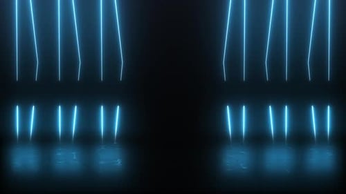 Abstract Blue Neon Vertical Lines Loop Background