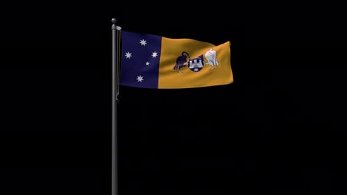 Realistic Flag of Western Australia Waving on Black