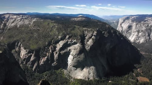 Aerial Footage Over the Mountainous Formations of Yosemite National Park. United States