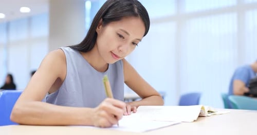 Student studying at university campus