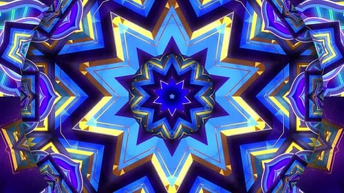 Vibrant Geometric Kaleidoscope Pattern Looping Background