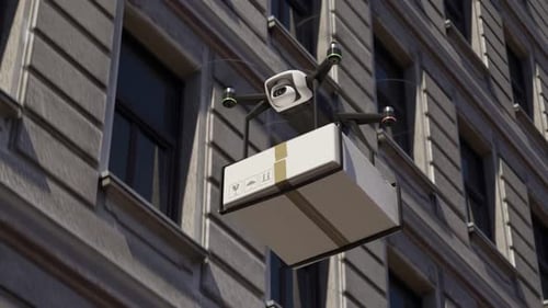 Modern 3D Animated Drone Delivery in Urban Sky