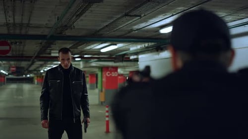 Tense Standoff in a Dark Parking Garage