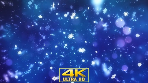 Seamlessly Looping Christmas Snowflakes Falling Blue Background