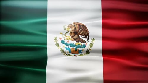 Waving Mexico Flag Loop with National Coat of Arms