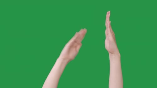 Hands Crisscrossing on Green Screen Background
