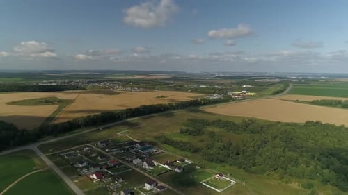 Aerial View of Rural Farmland and Forest