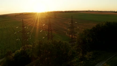 Sunset Stromleitungen