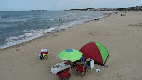 Camping Tent on the Beach By the Sea