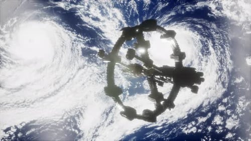 International Space Station in Outer Space Over the Planet Earth