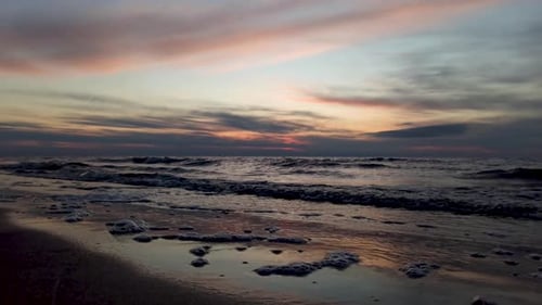 3 Minutes Beautiful Sunrise Over Batlic Sea With Majestic Sky Light Being Reflected. 4k Video