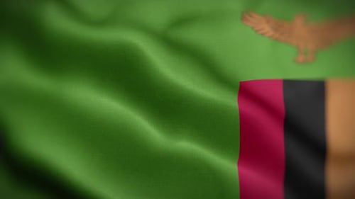 Realistic Waving Flag of Zambia Animation