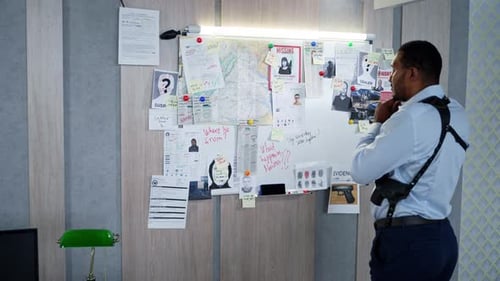 Detectives Collaborate on Crime Investigation in Office