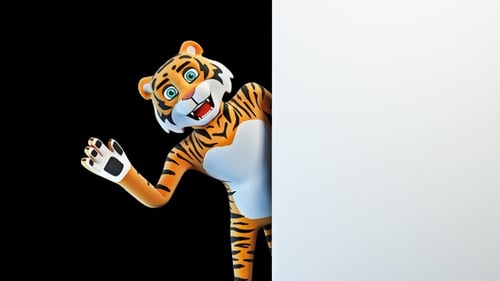 Tiger grüßt und wirbt