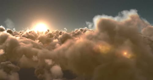 Nuages enfumés et soleil éclatant