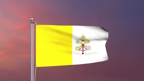 Vatican City Flag Waving in Realistic 3D Animation