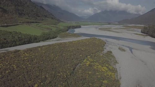River in the valley aerial
