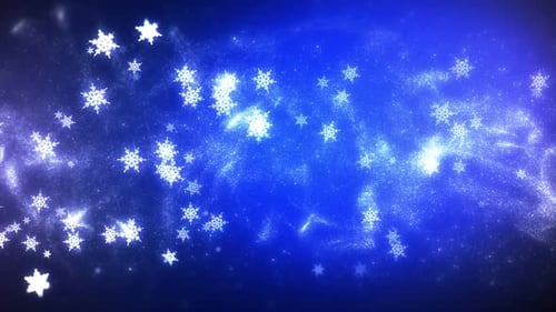 Animated Glowing Snowflakes and Particles Loop Background