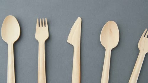 Wooden Spoons, Forks and Knives Close Up