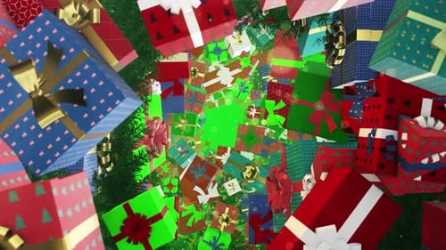 Festive Christmas Gift Boxes Falling Transition