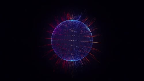 Futuristic Digital Globe Animation with Glowing Particles