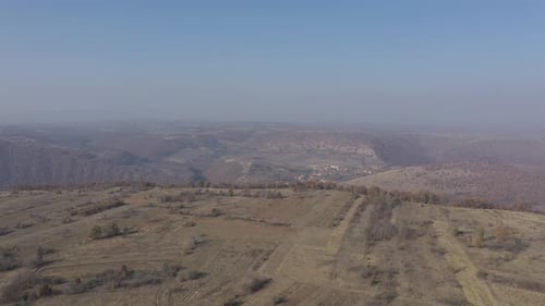 Flight over the landscape in Eastern Serbia 4K drone footage