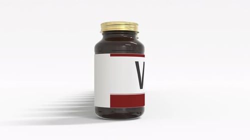 3D Animation of Vitamin B6 Bottles Appearing in a Line