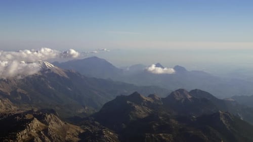 Flying Over the Mountain Range