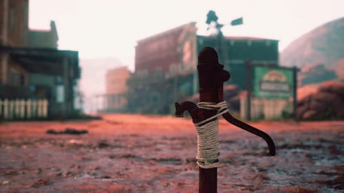 Old Rusted Water Pump in Wild West Town