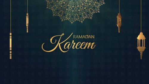 Elegant Golden Ramadan Kareem Title Animation with Lanterns