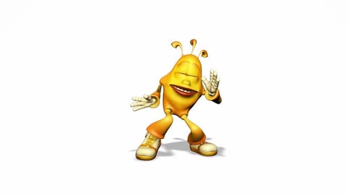 Cheerful Yellow 3D Cartoon Character Dancing Animation