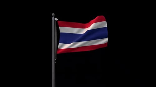Bandera de Tailandia en asta con canal alfa